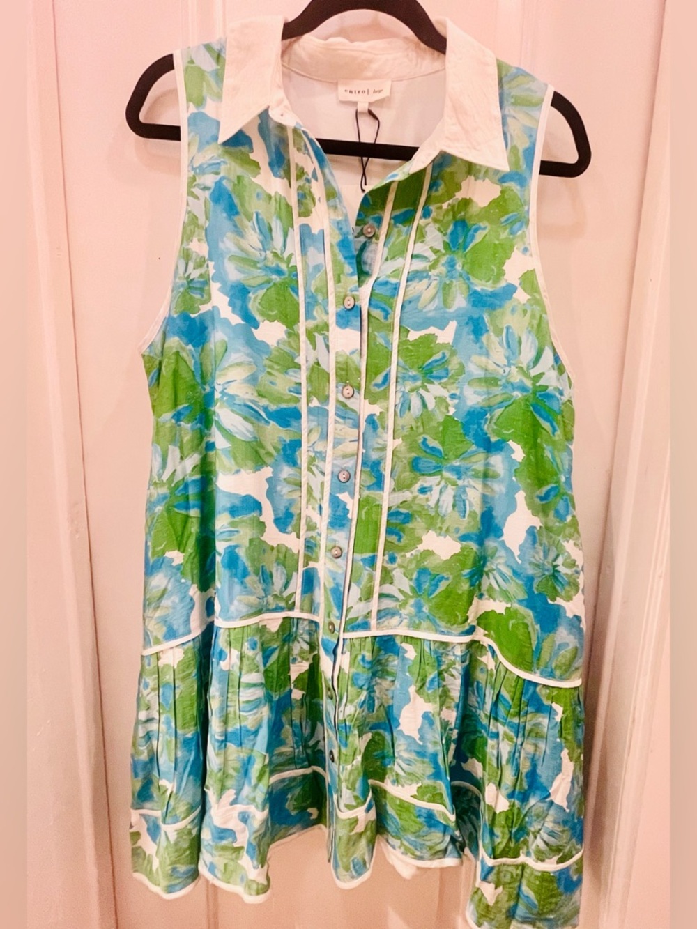 Entro flower Shirt Dress with Blue & Green Floral Print - Picture 2 of 4